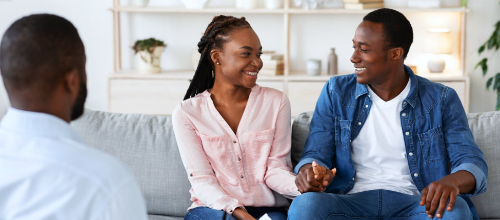 couple talking to a counselor